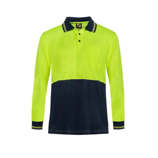 Picture of WorkCraft, Hi Vis Light Weight Long Sleeve Micromesh Polo W Pocket